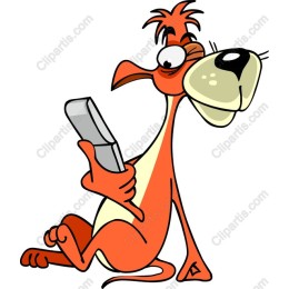 Cheerful Orange Creature with Smartphone