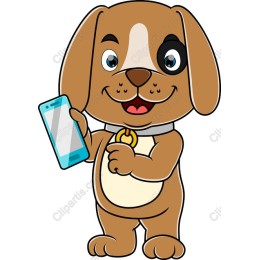 Charming Cartoon Dog with Smartphone
