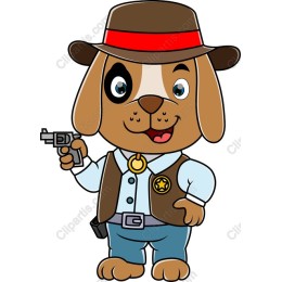 Cartoon Cowboy Dog