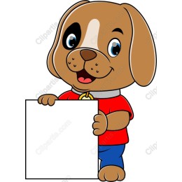 Cute Cartoon Dog with Blank Sign