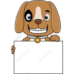 Cheerful Cartoon Dog Holding a Blank Sign
