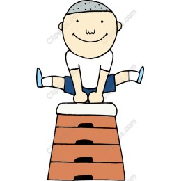 Playful Gymnast Over Vaulting Horse