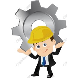 Cheerful Businessman with Gear