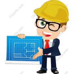 Cheerful Construction Worker Holding Blueprint
