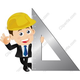 Cheerful Construction Character with Ruler
