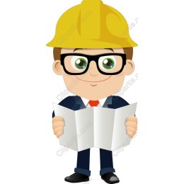Cheerful Cartoon Construction Worker