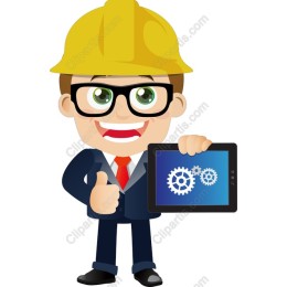 Cheerful Engineer Holding Tablet