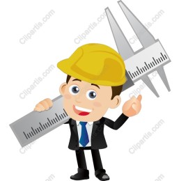 Cheerful Construction Worker with Caliper