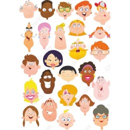  Faces Clipart Set - 30 Expressive Cartoon