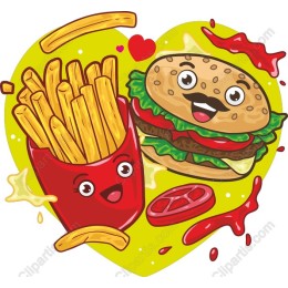 Cheerful Hamburger & Fries with Heart