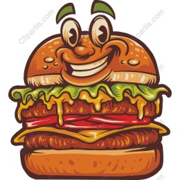 Cheerful Cartoon Hamburger