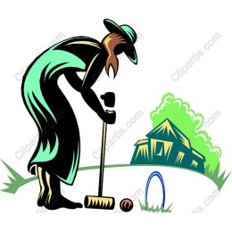 Elegant Woman Playing Croquet