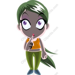 Whimsical Green-Haired Character