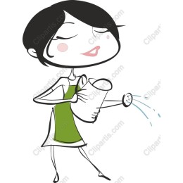 Cheerful Watering Woman