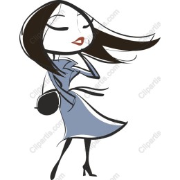 Fashionable Woman in Blue Dress