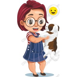 Joyful Girl with Dog