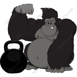 Muscular Gorilla with Kettlebell