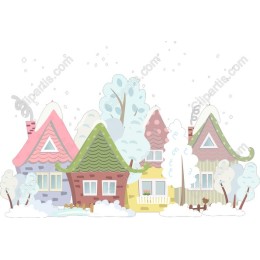 Whimsical Winter Colorful Houses