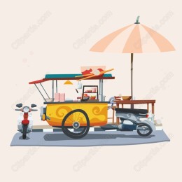 Colorful Street Food Cart
