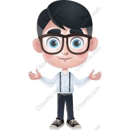 Cheerful Young Man Character