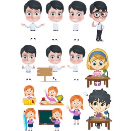 Vibrant Cartoon Character Set