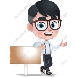 Playful Cartoon Character with Blank Sign