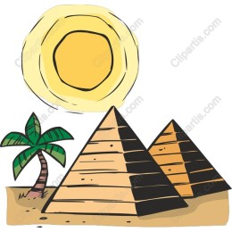 Sunny Pyramids and Palm Tree