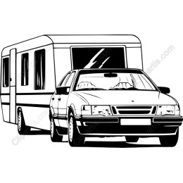 Classic Car Towing Caravan