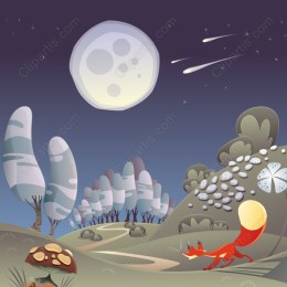 Whimsical Fox Under the Moon