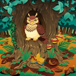 Whimsical Owl in the Forest