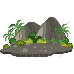 Tropical Mountains and Palm Trees