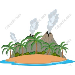 Tropical Island with Active Volcanoes