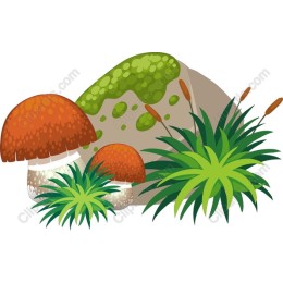 Whimsical Mushroom and Greenery