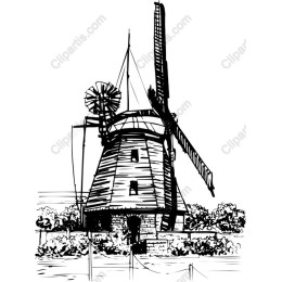 Classic Hand-Drawn Windmill