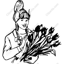 Traditional Woman with Tulips