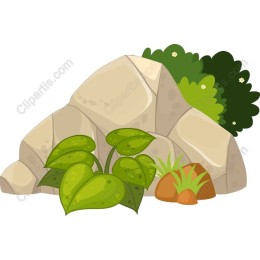 Stylized Rock and Green Plant