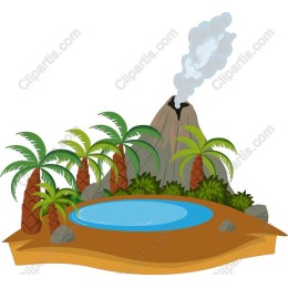 Tropical Lagoon with Volcano