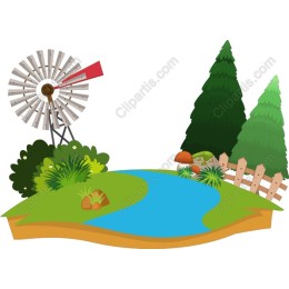 Charming Rural Landscape with Windmill