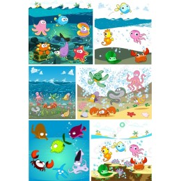 Cute Underwater Creatures Clipart Bundle