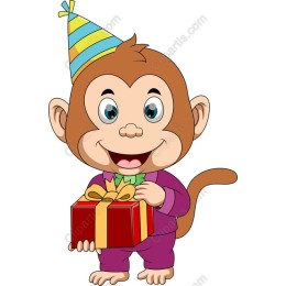 Cheerful Monkey with Gift