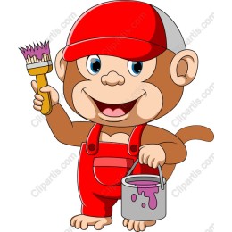 Cheerful Monkey Painter