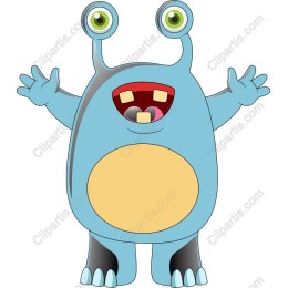 Cheerful Blue Monster Cartoon
