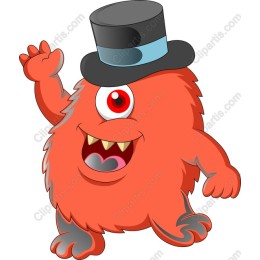 Whimsical Fluffy Monster with Top Hat