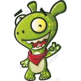 Charming Green Cartoon Character