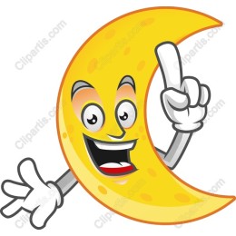 Cheerful Cartoon Moon ,