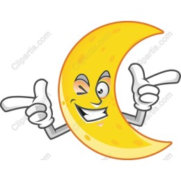Playful Winking Moon Character