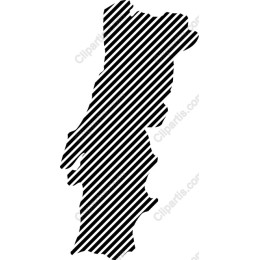 Silhouette of Portugal in Black & White Striped