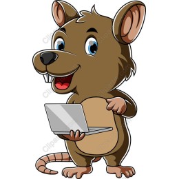 Charming Cartoon Mouse with Laptop