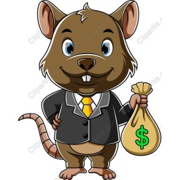 Suave Cartoon Rat Holding Money Bag