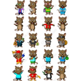 Charming Cartoon Rats Bundle - 16 Unique Cliparts in and
